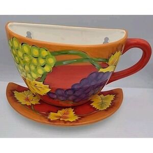 ANNE ORMSBY LARGE TEA CUP WALL VASE PLANTER  BAUM BROS‎